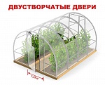 Теплица из поликарбоната Сибирская 3,5 двустворчатая - 4 м (труба 40х20, шаг 1 метра)